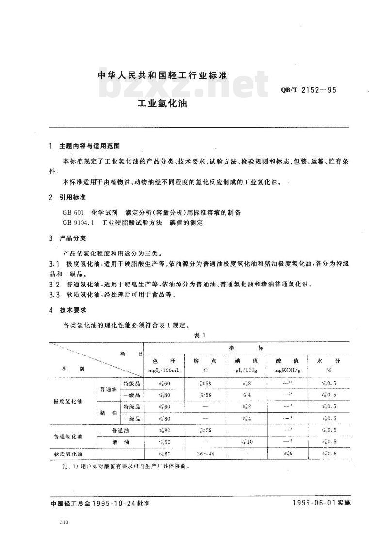 QB/T 2152-1995 工业氢化油