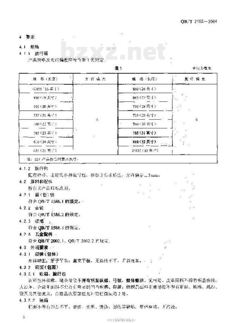 QB/T 2155—2004 旅行箱包