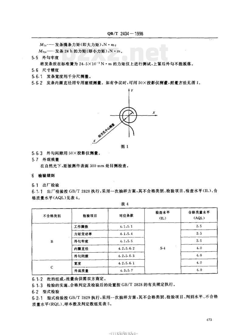 QB/T 2404— 1998 手表发条