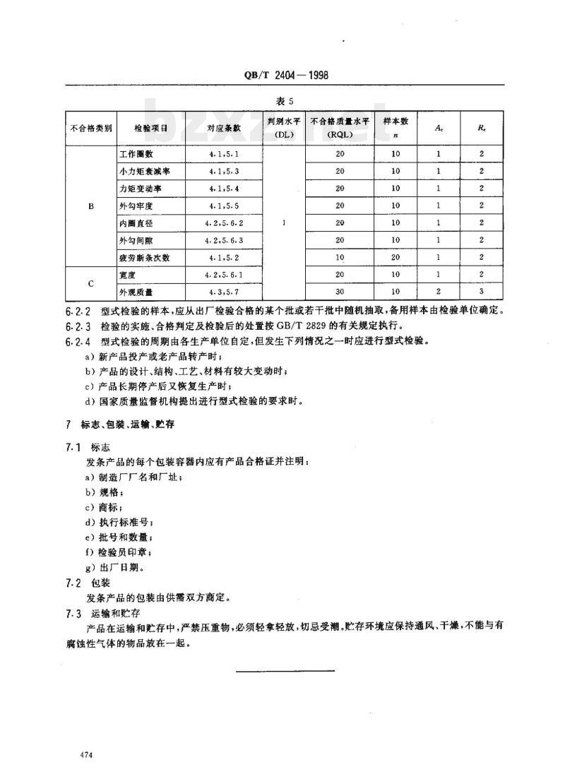 QB/T 2404— 1998 手表发条