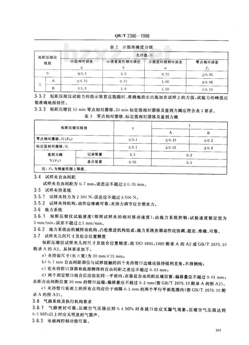 QB/T 2386-1998 纸与纸板短距压缩试验仪