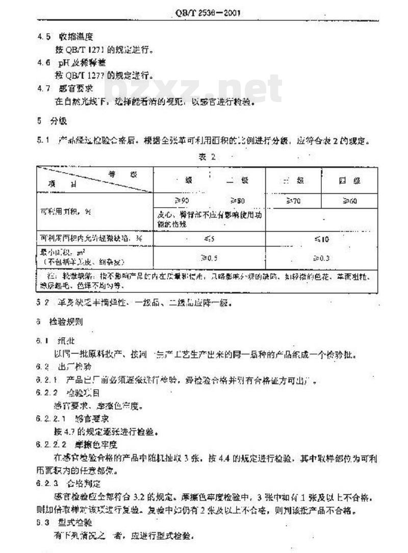 QB/T 2536—2001 毛革绵羊皮