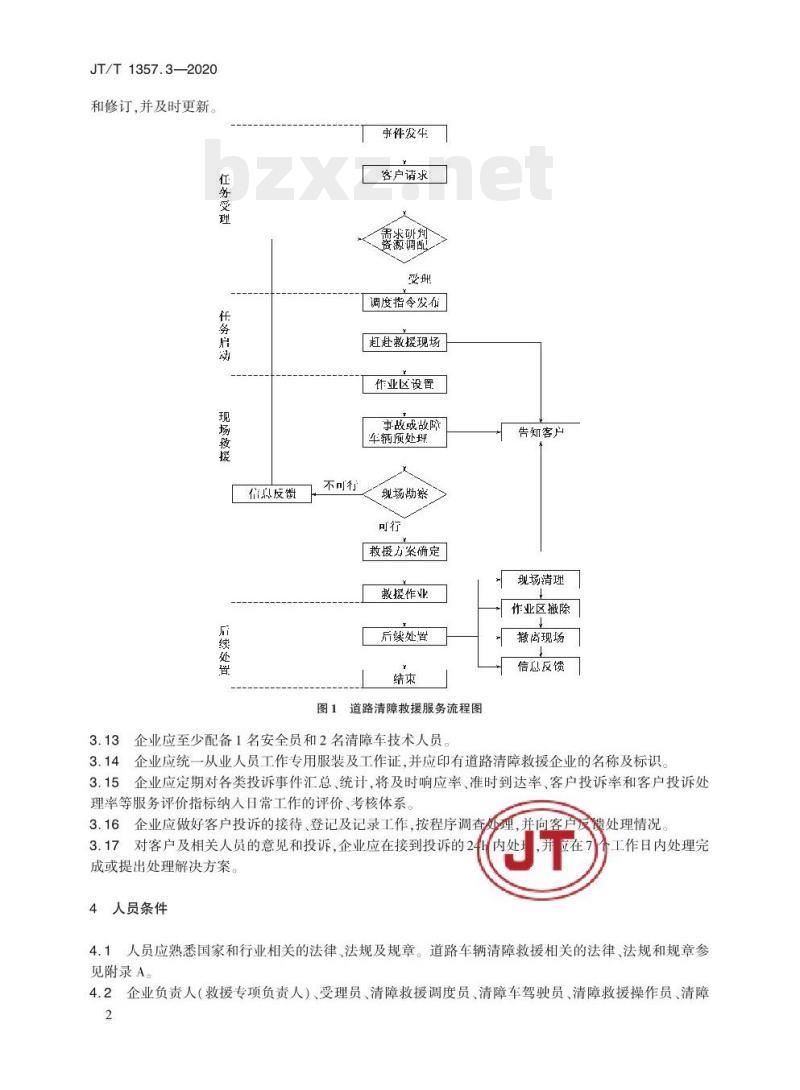 JT/T 1357.3-2020 道路车辆清障救援技术要求第3部分:企业