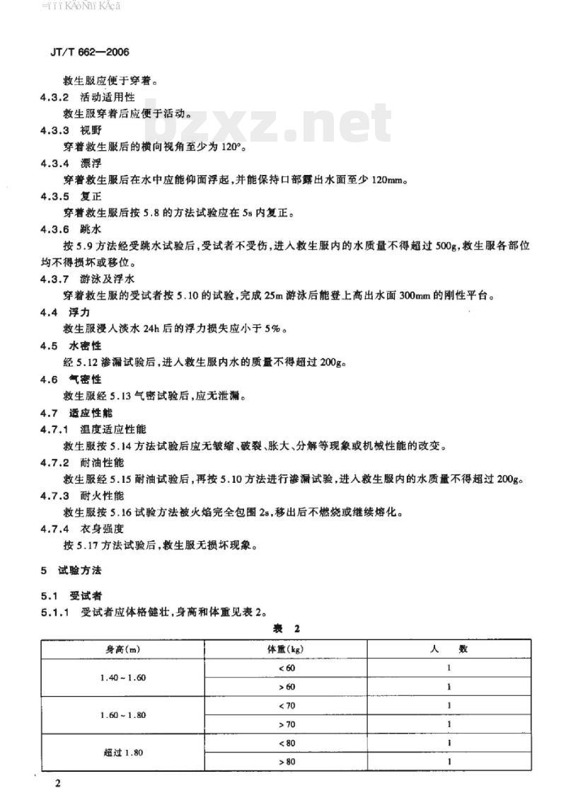 JT/T 662-2006 船用保温救生服