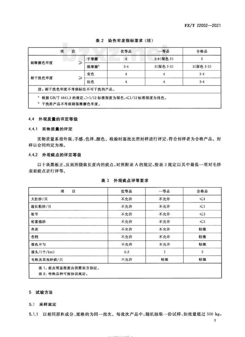 FZ/T 22002—2021 粗梳机织毛纱