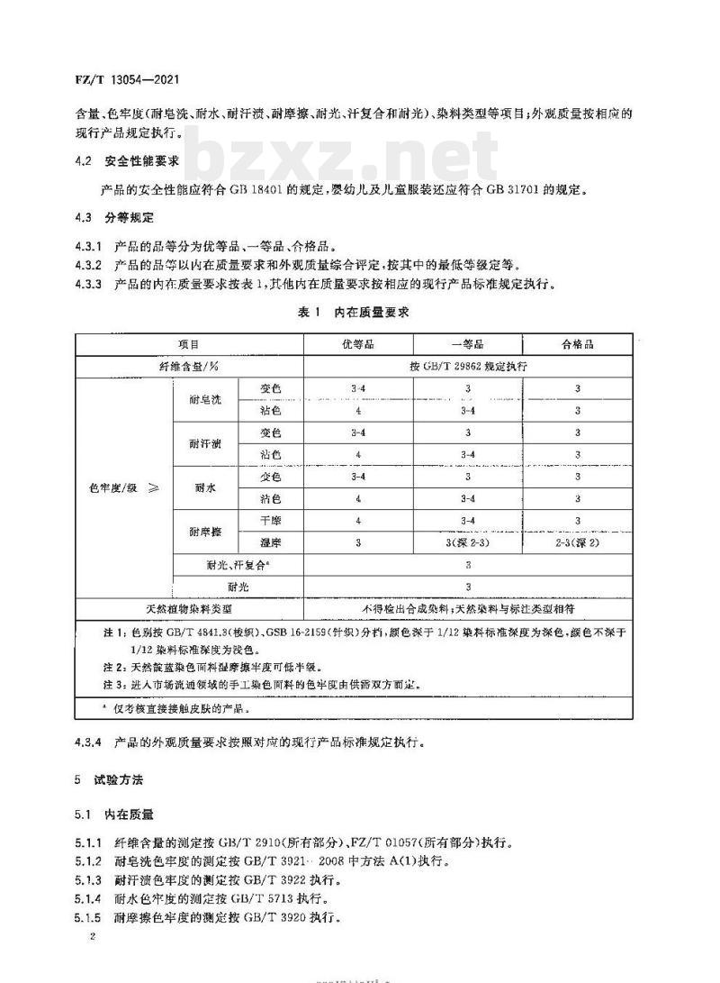 FZ/T 13054—2021 天然染料染色棉制品