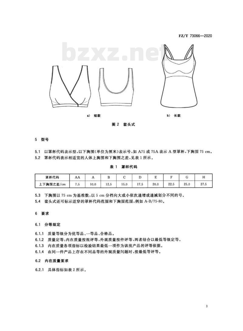 FZ/T 73066—2020 针织孕产妇文胸