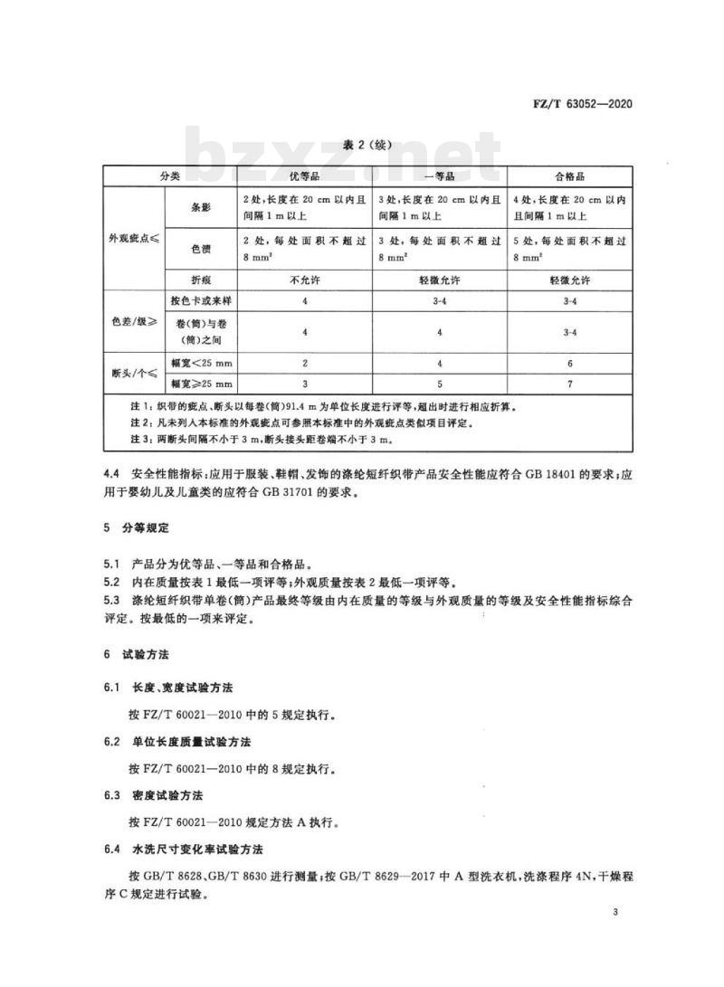 FZ/T 63052—2020 涤纶短纤织带