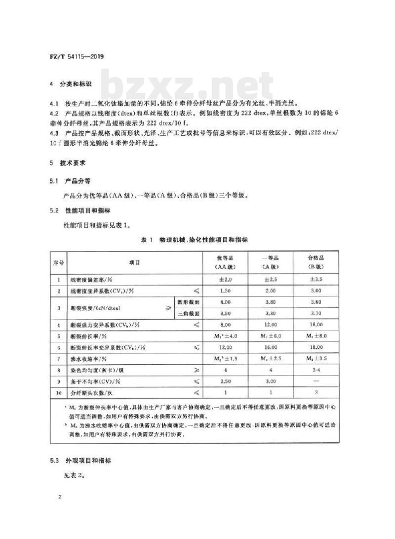 FZ/T 54115-2019 锦纶6牵伸分纤母丝