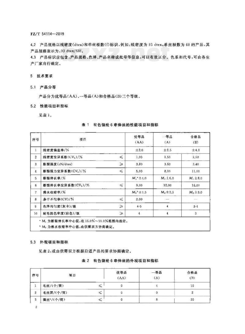 FZ/T 54114-2019 有色锦纶6牵伸丝