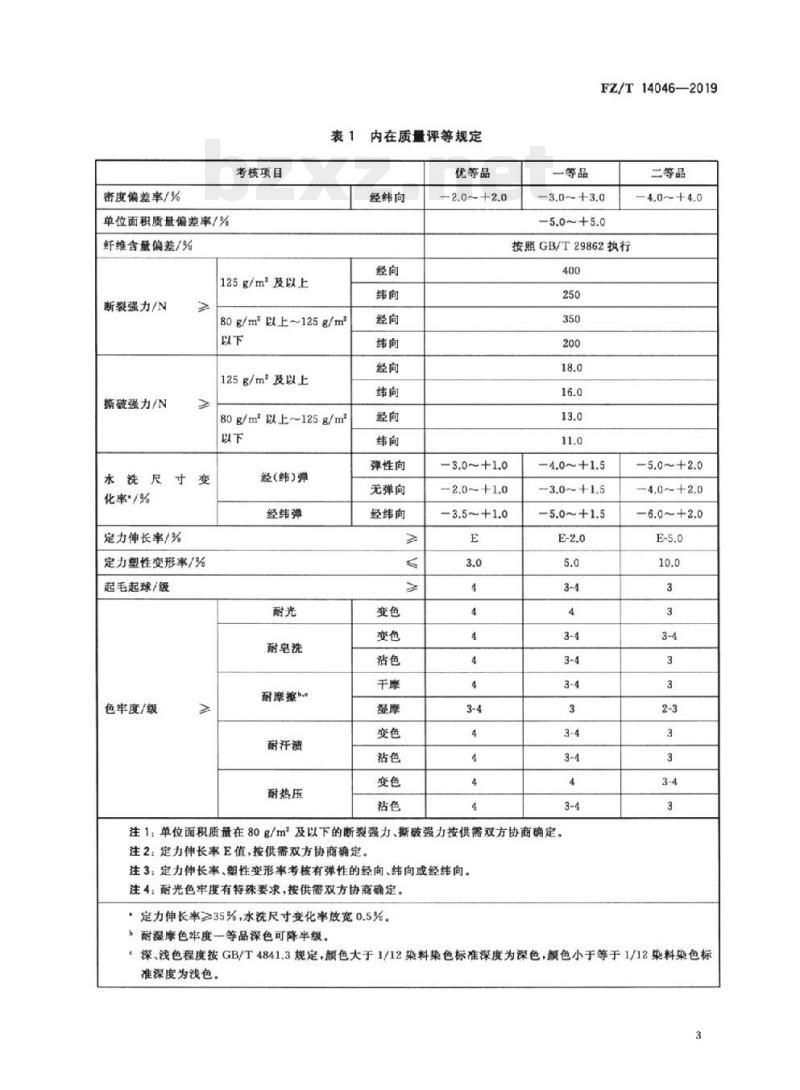 FZ/T 14046-2019 涤纶氨纶弹力印染布