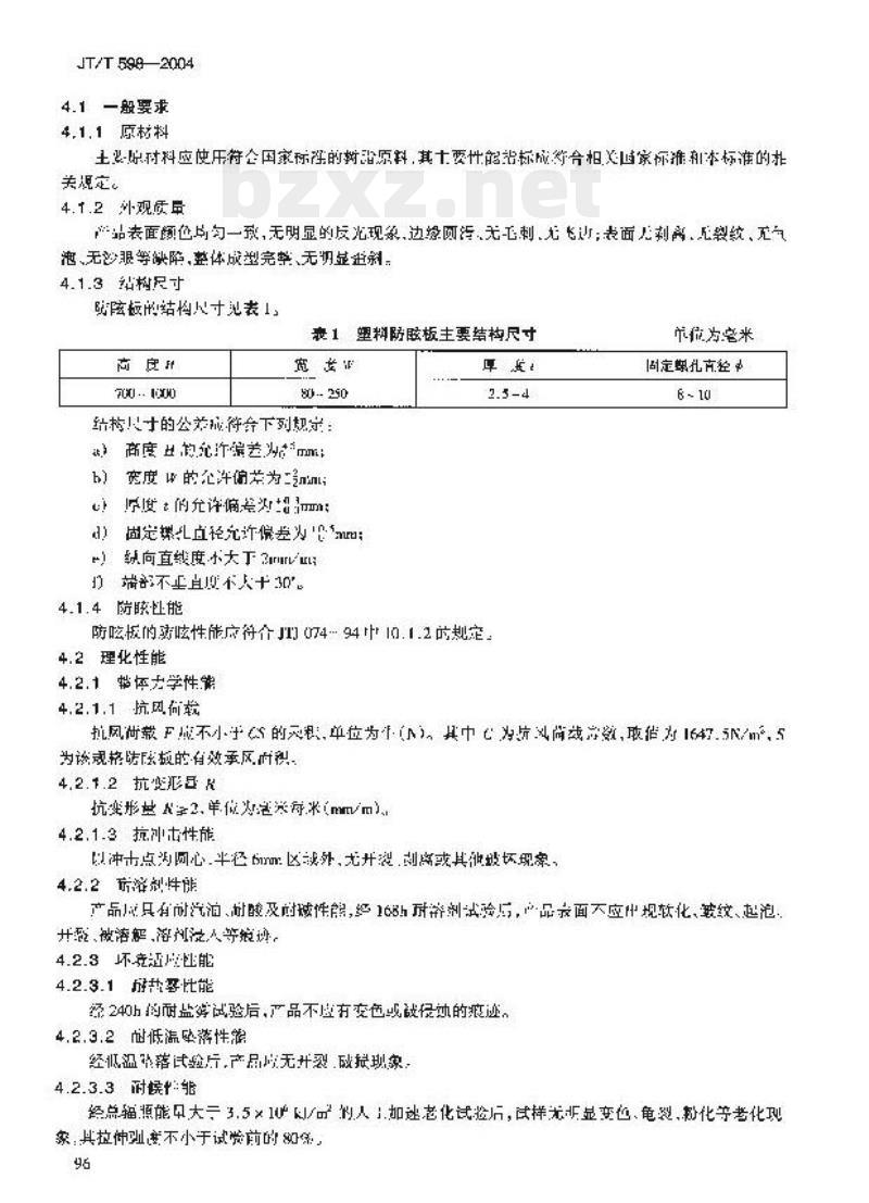 JT/T 598-2004 塑料防眩板