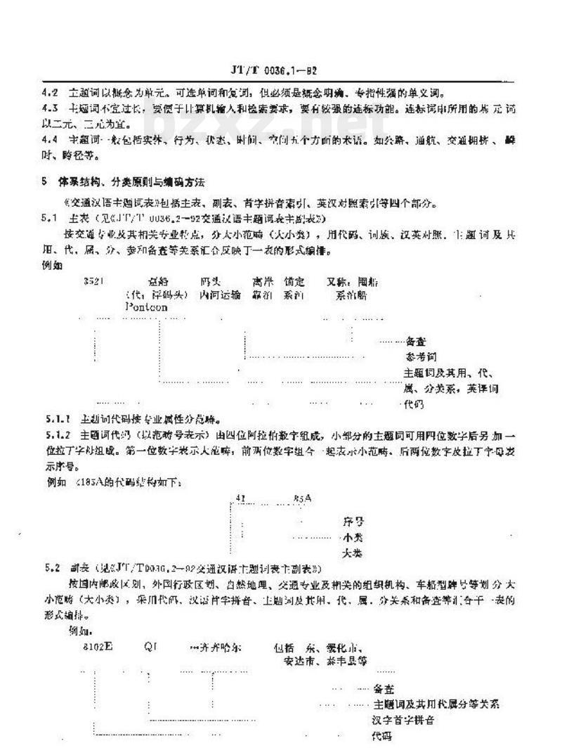 JT/T 0036.1-92 交通汉语主题词表交通汉语主题词表编制和使用规则