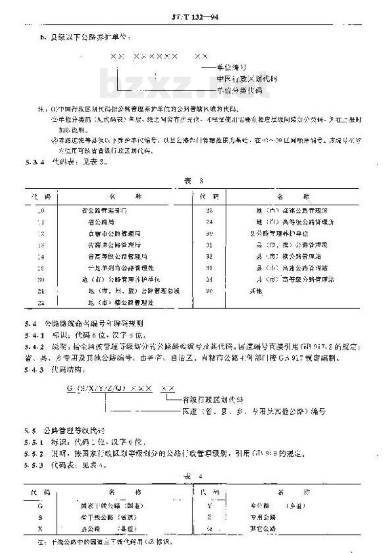 JT/T 132-94 公路数据库编目编码规则