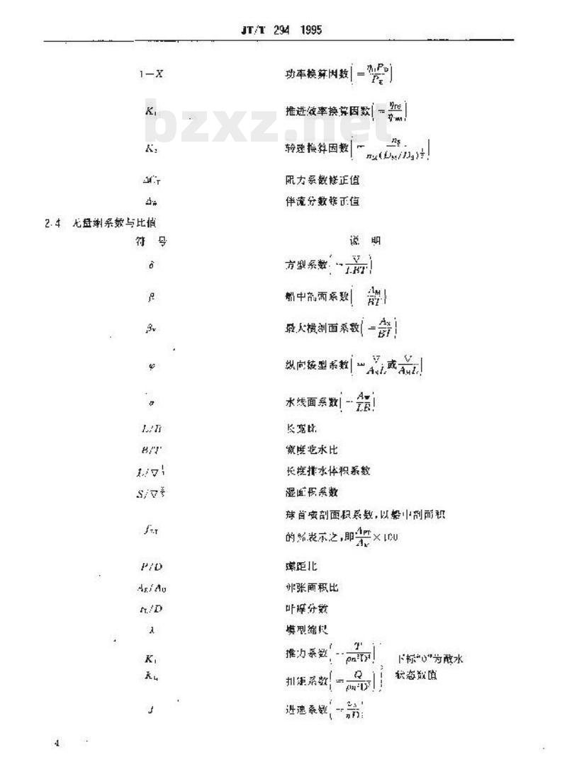 JT/T 294-1995 船模阻力与推进试验资料卡格式