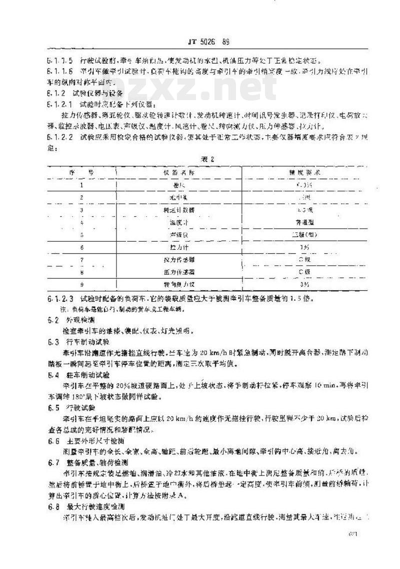 JT 5026-89 港口牵引车技术条件