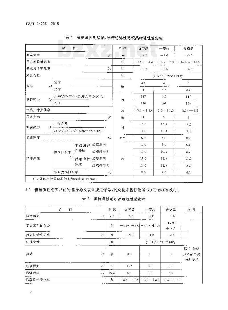 FZ/T 24006-2015 弹性毛织品