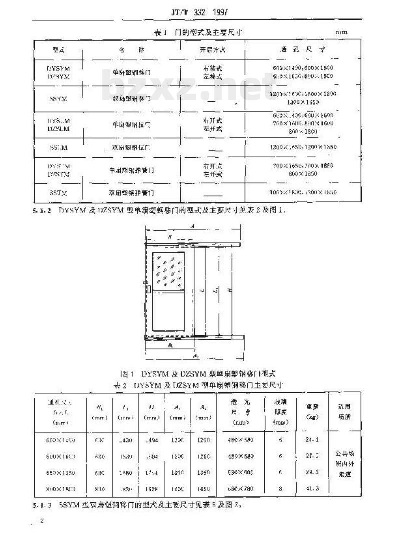 JT/T 332-1997 船用塑钢门窗