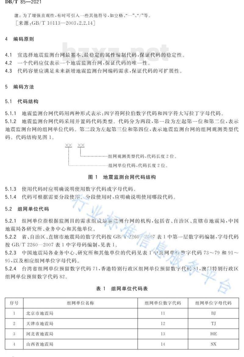 DB/T 85—2021 地震监测台网编码规则