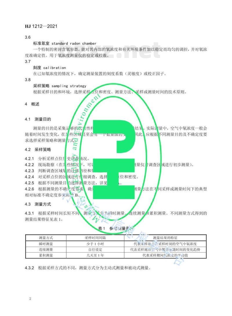 HJ 1212—2021 环境空气中氡的测量方法