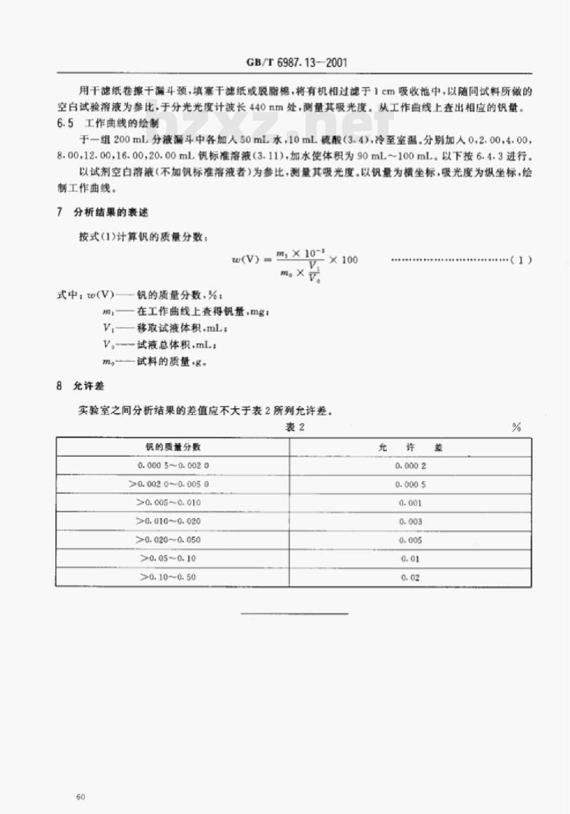 GB/T 6987.13一2001 铝及铝合金化学分析方法苯甲酰苯赅分光光度法测定钒量