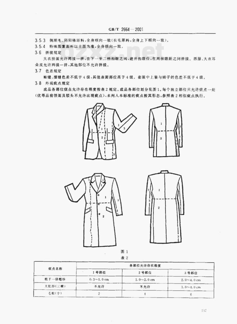 GB/T 2664-2001 男西服、大衣