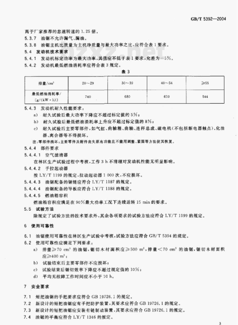 GB/T 5392-2004 林业机械油锯技术条件
