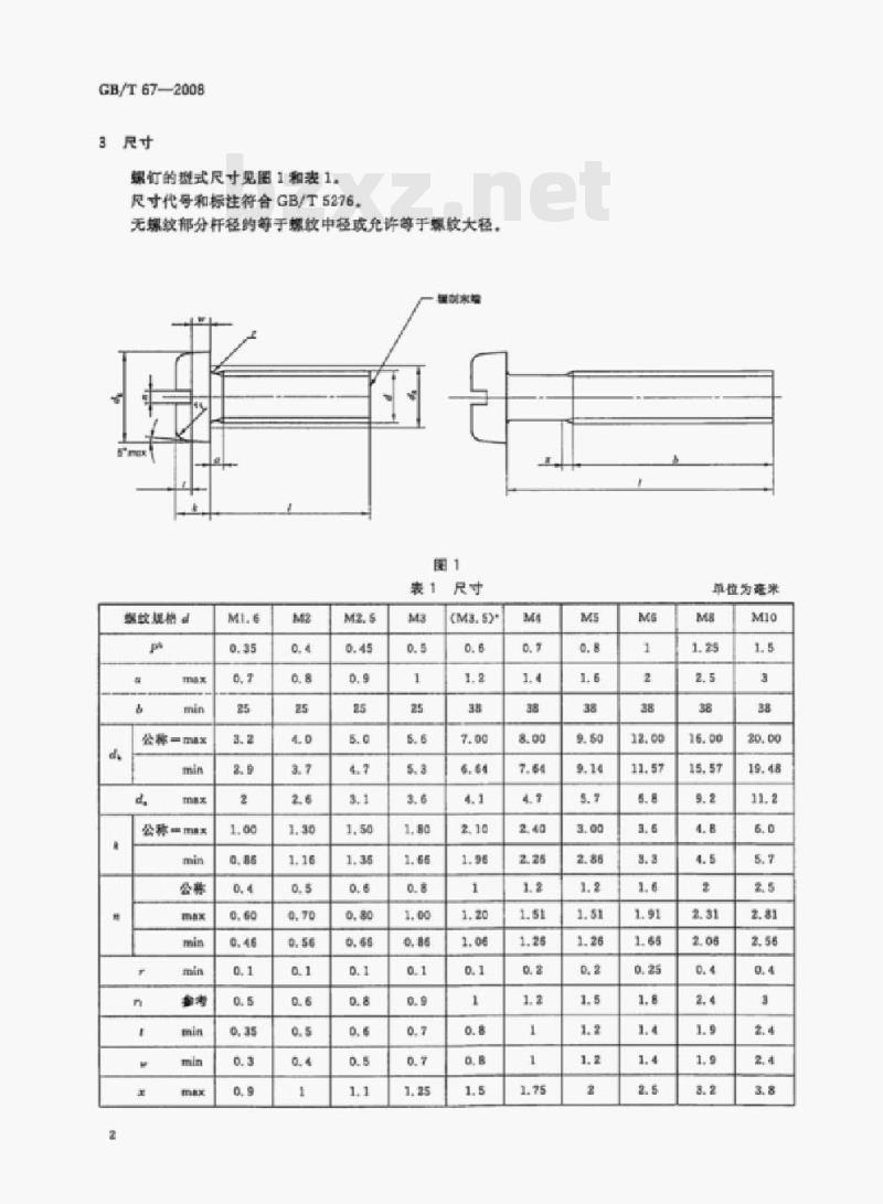 GB/T 67—2008 开槽盘头螺钉