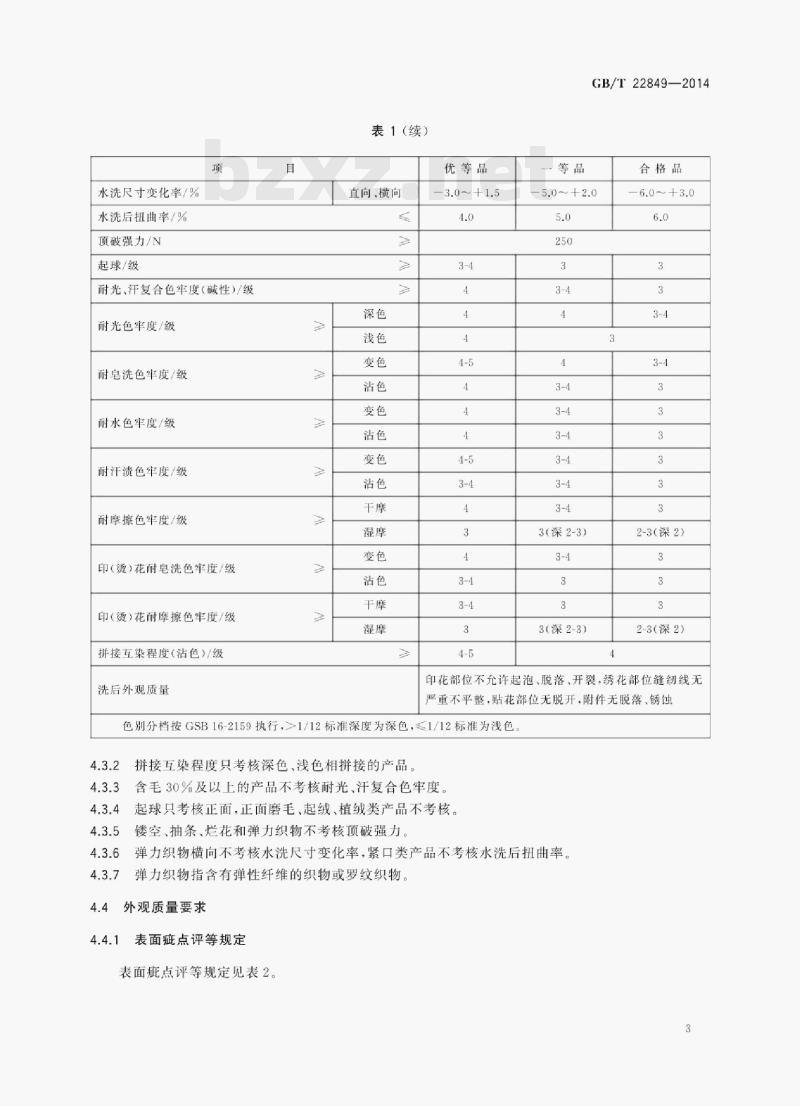 GB/T 22849—2014 针织T恤衫