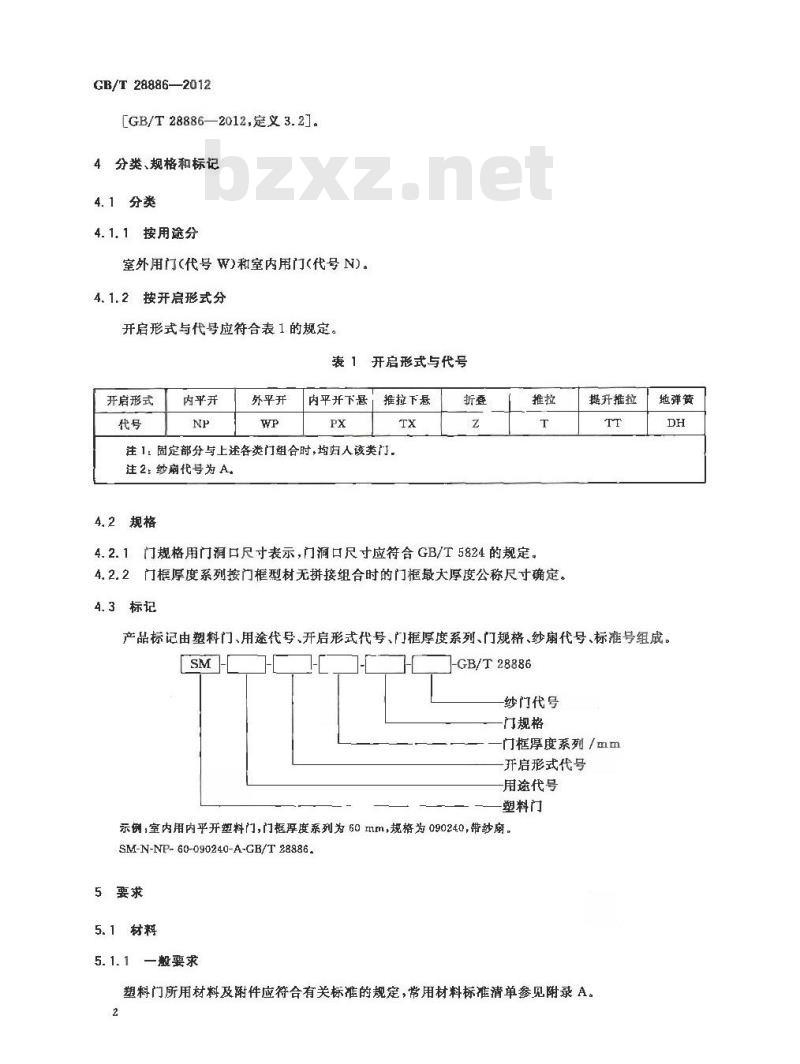 GB/T 28886-2012 建筑用塑料门