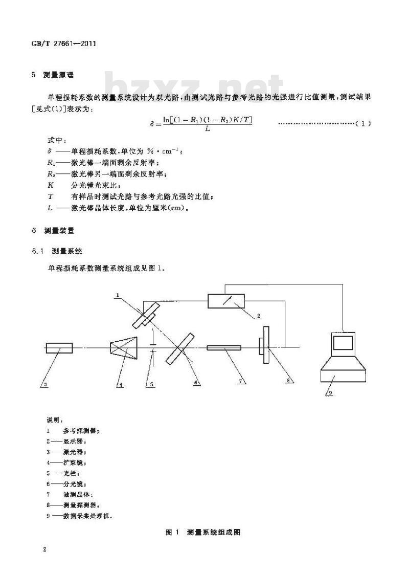 GB/T 27661-2011 激光棒单程损耗系数的测量方法