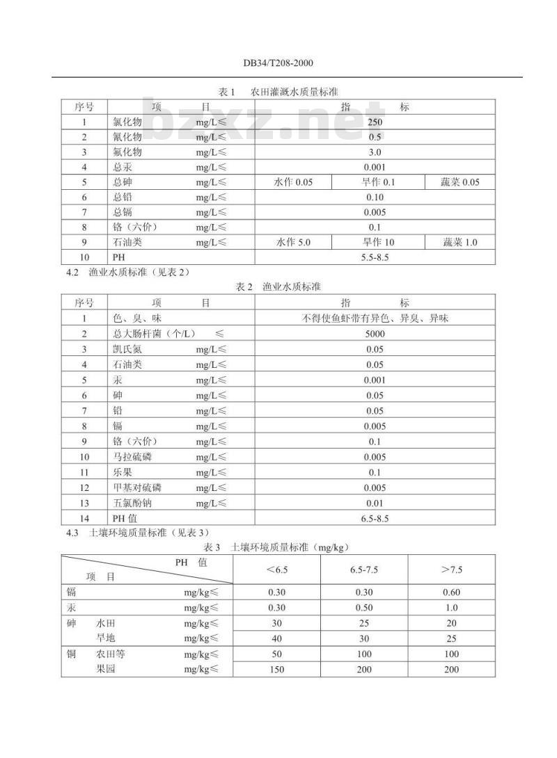 DB34/T 208-2000 无公害农产品生产技术规程