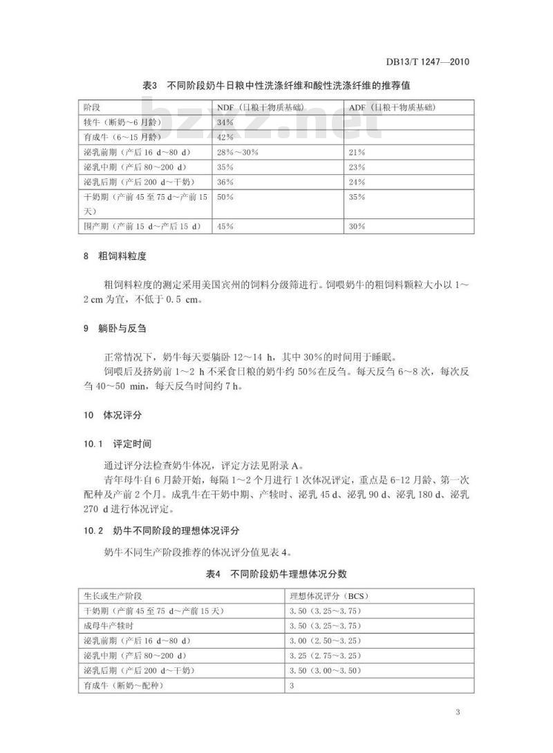 DB13/T 1247-2010 奶牛饲养与营养监测标准