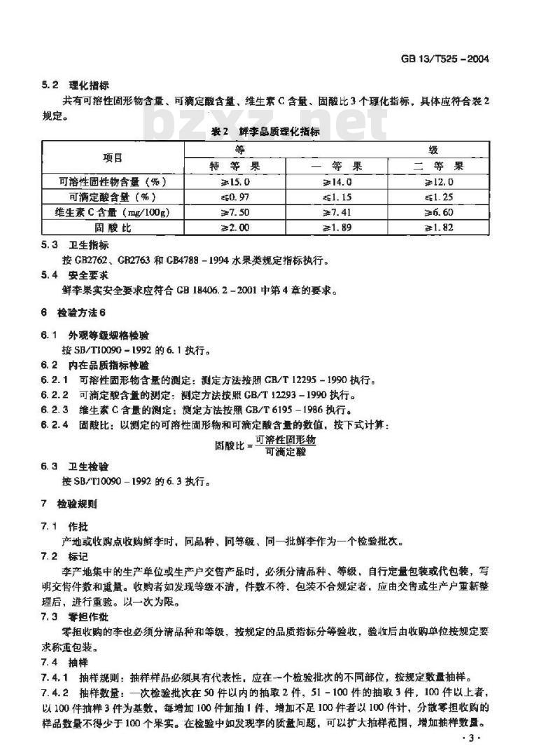 DB13/T 525-2004 鲜李果实质量