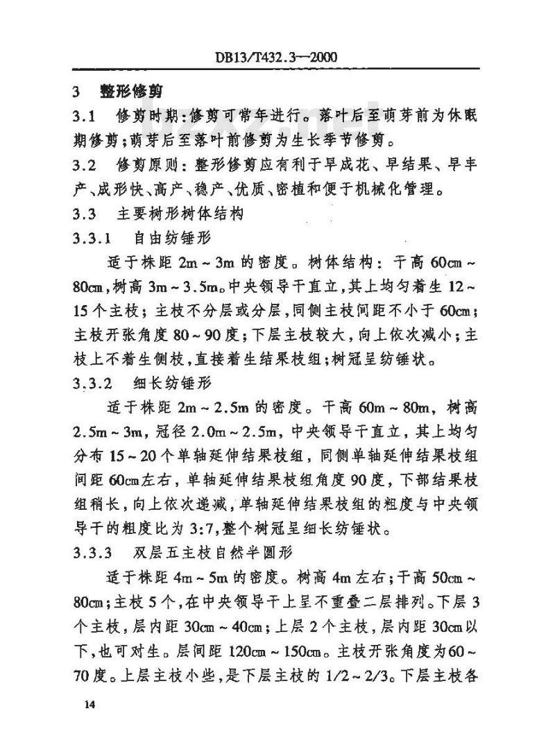 DB13/T 432.3-2000 优质苹果生产管理综合标准栽培管理