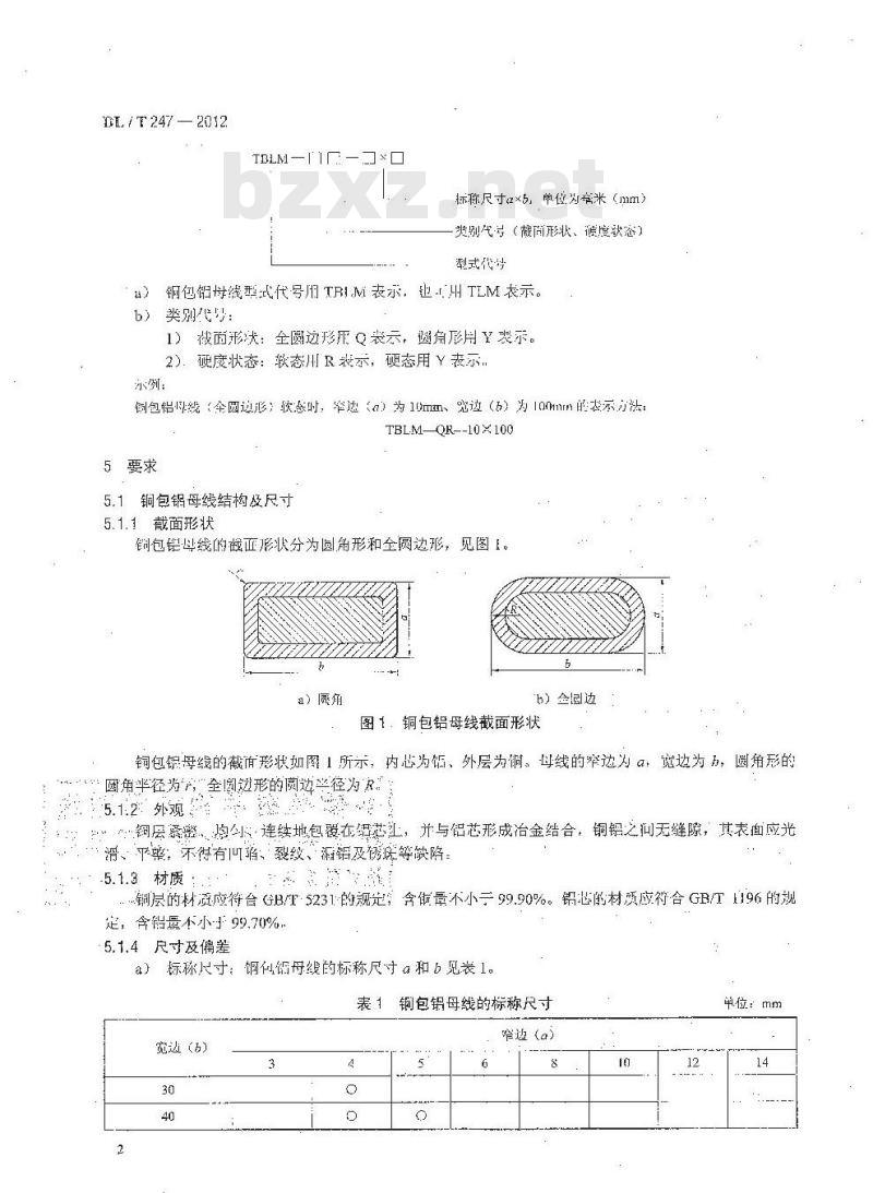 DL/T 247-2012 输变电设备用铜包铝母线
