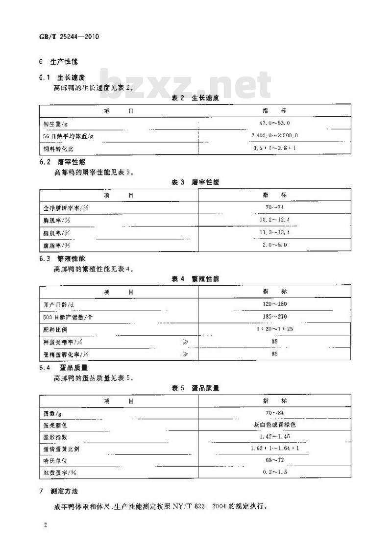GB/T 25244-2010 高邮鸭
