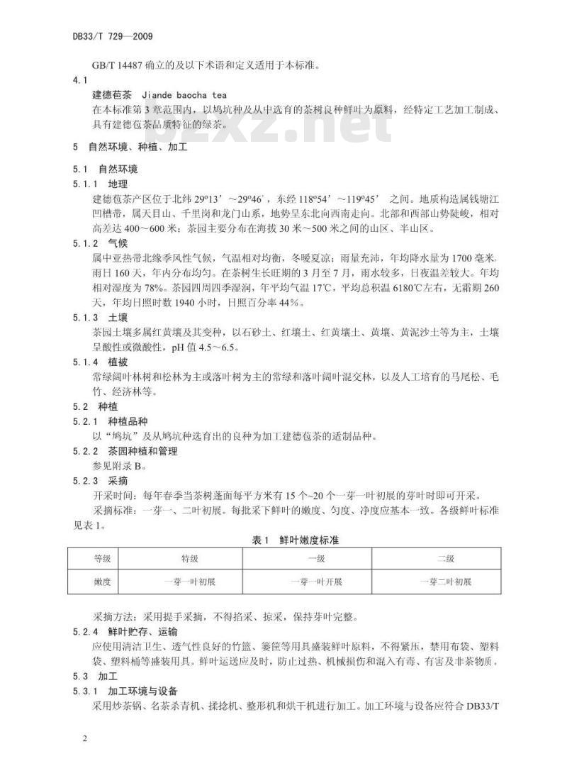 DB 33/T 729-2009 地理标志产品 建德苞茶