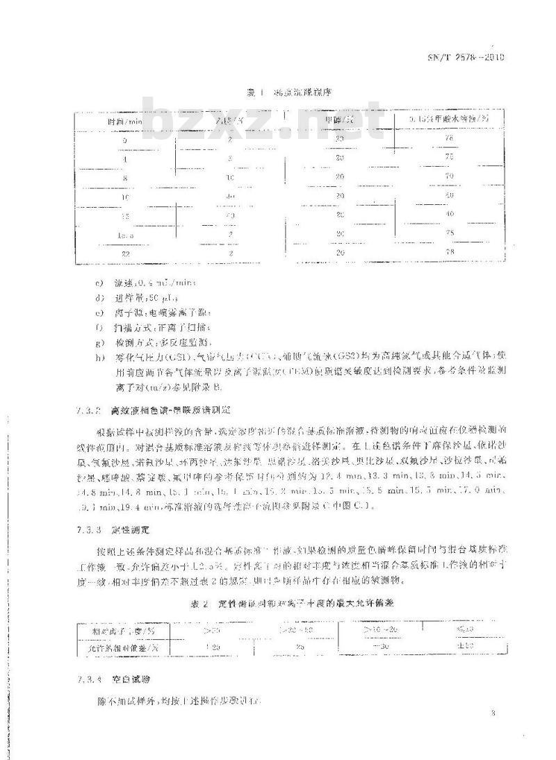 SN/T 2578-2010 进出口蜂王浆中15种喹诺酮类药物残留量的检测方法 液相色谱-质谱质谱法