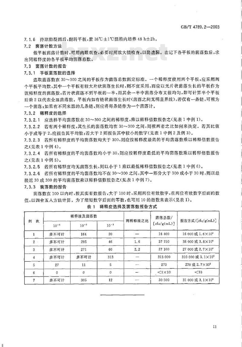 GB/T 4789.02-2003 食品卫生微生物学检验 菌落总数测定