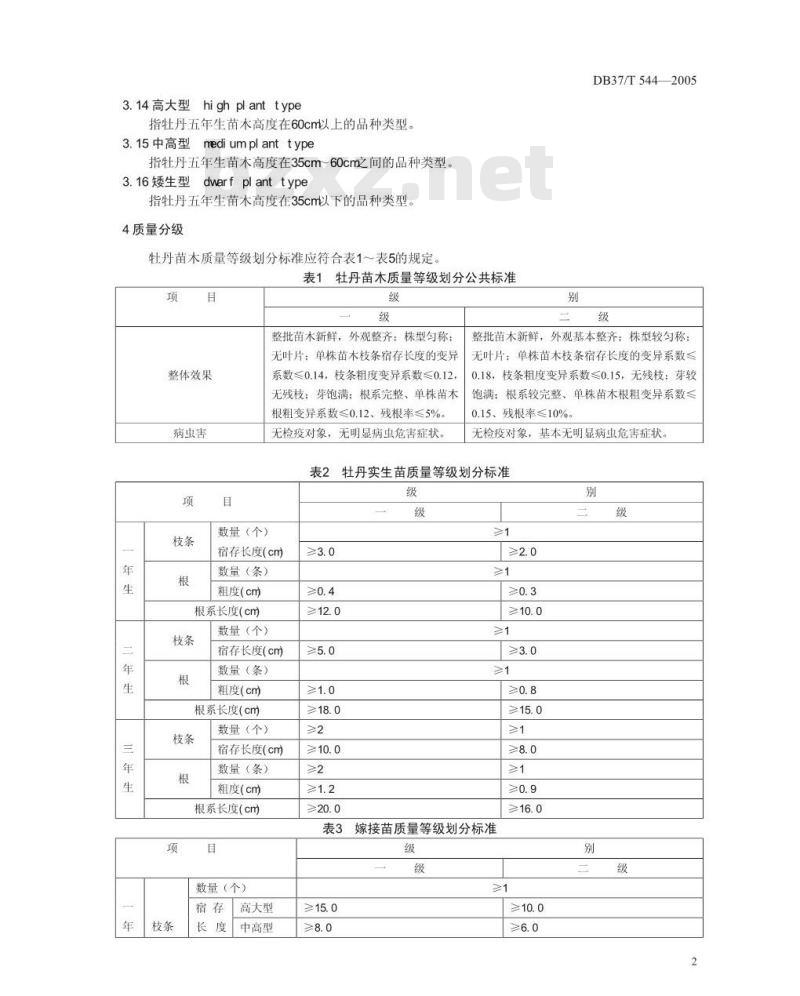 DB37/T 544-2005 牡丹苗木