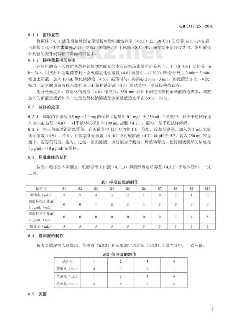GB 5413.25-2010 食品安全国家标准婴幼儿食品和乳品中肌醇的测定