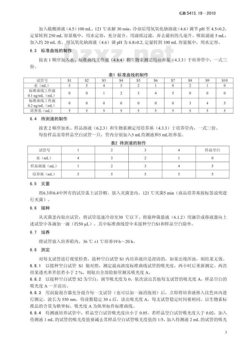 GB 5413.19-2010 婴幼儿食品和乳品中游离生物素的测定