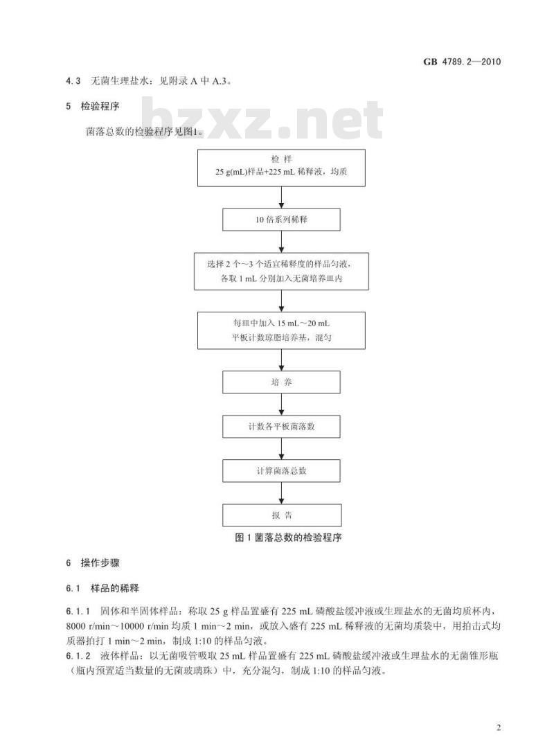 GB 4789.2-2010 食品安全国家标准食品微生物学检验 菌落总数测定