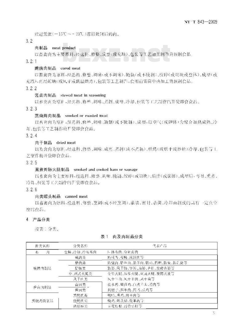 NY/T 843-2009 绿色食品 肉及肉制品