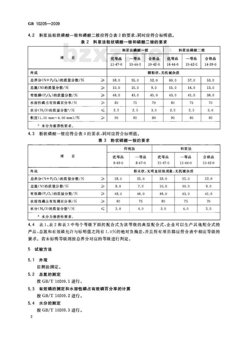 GB 10205-2009  磷酸一铵、磷酸二铵