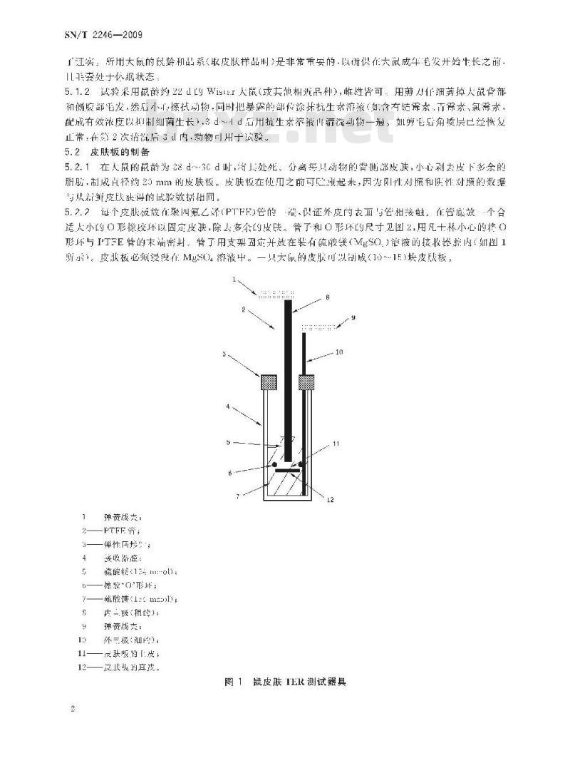 SN/T 2246-2009 化学品 体外皮肤腐蚀 经皮电阻试验