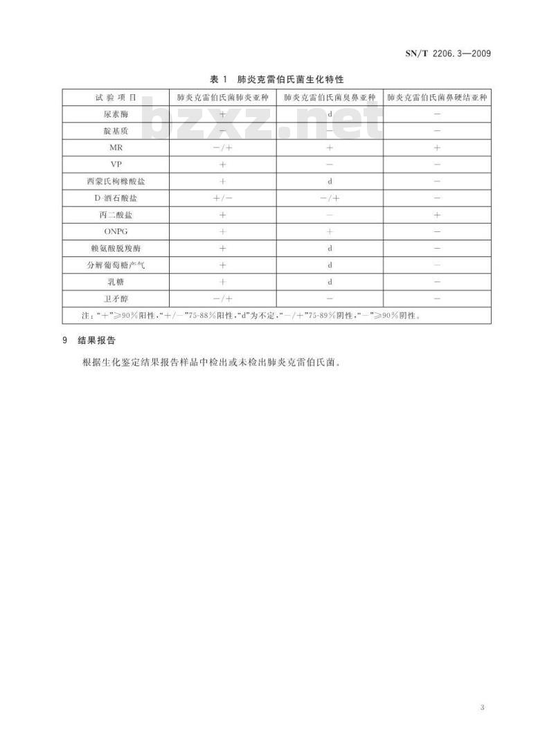 SN/T 2206.3-2009 化妆品微生物检验方法 第3部分：肺炎克雷伯氏菌