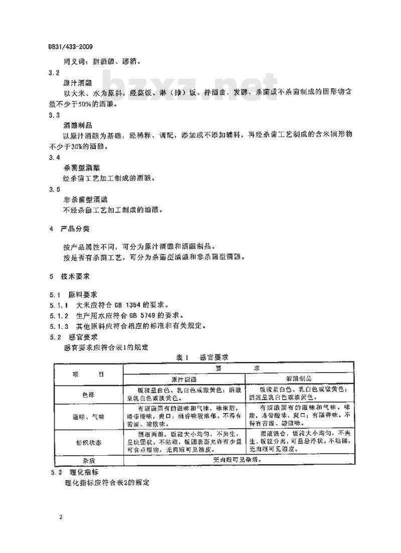 DB31/ 433-2009 酒酿卫生要求
