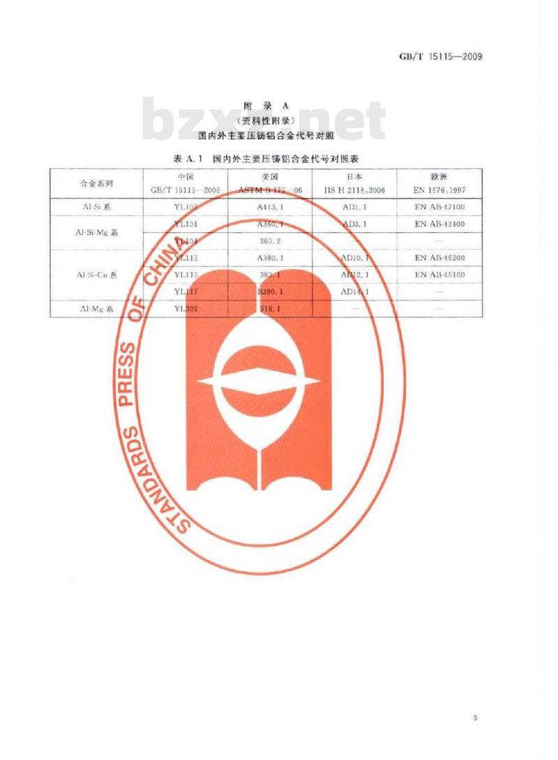 GB/T 15115-2009 压铸铝合金